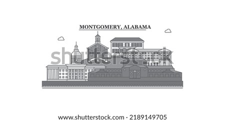 United States, Montgomery city skyline isolated vector illustration, icons