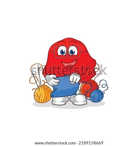 the red cloth tailor mascot. cartoon vector