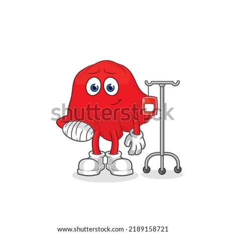 the red cloth sick in IV illustration. character vector