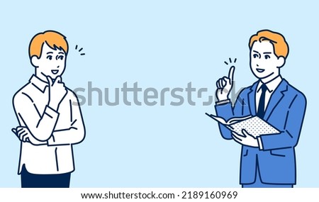 Vector illustration material of a man consulting a business person Royalty-Free Stock Photo #2189160969