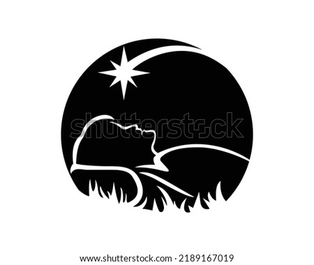 Sleeping Man combined with Mountain, Path, Grass and Falling Star Illustration
