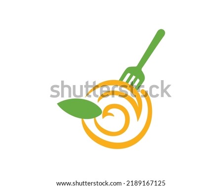 Fresh Food combined with Leaf and Fork Illustration