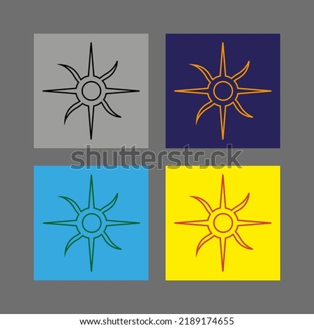 Vector drawing sun, silhouette  colorful flat style