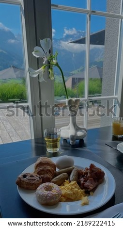 breakfast with nice mountain view 