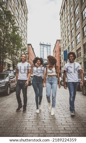 Group of friends spending time togeher in New york city, Royalty-Free Stock Photo #2189224359