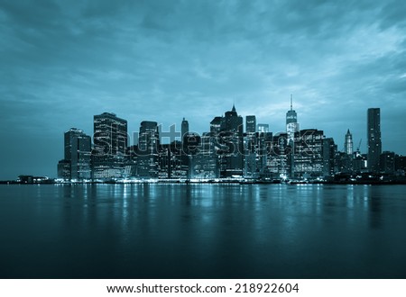 New York - Panoramic view of Manhattan Skyline by night