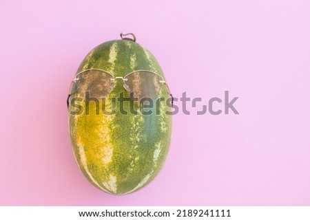 watermelon in the sunglasses on pink background
