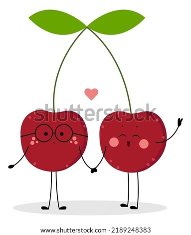 Funny cherries on white background