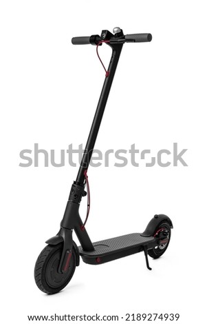 New black electric scooter isolated on white Royalty-Free Stock Photo #2189274939
