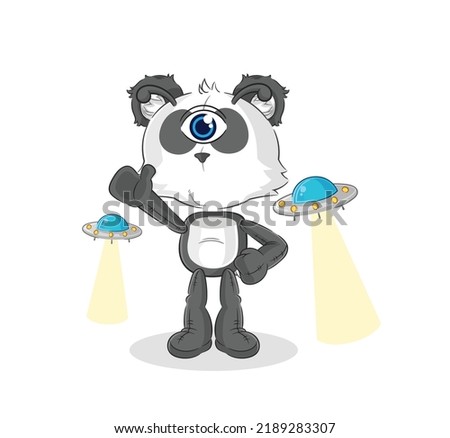 the panda alien cartoon mascot vector