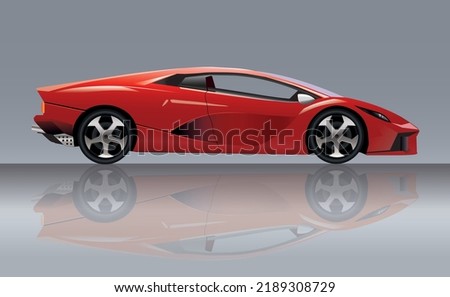 Realistic vector illustration of a generic red sportcar, side view Royalty-Free Stock Photo #2189308729
