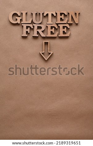 Letters Gluten free on a paper background