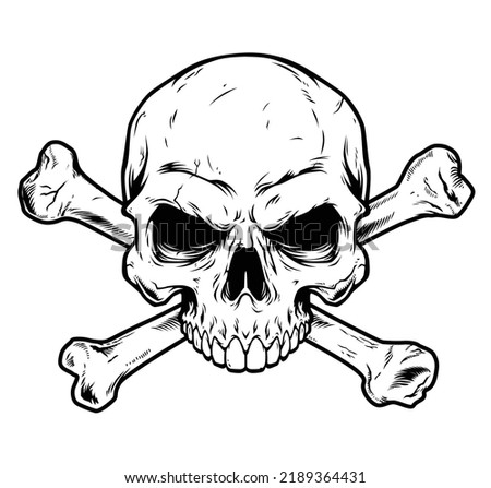 Skull and crossbones illustration on white background
