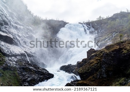 Photograph of Kjosfossen waterfall in Flam, Norway