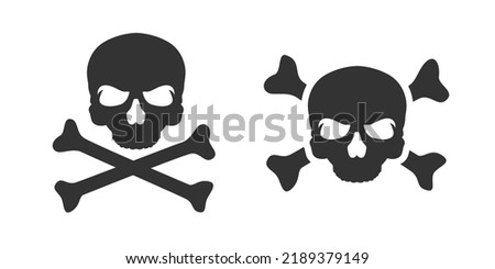 Crossbones death skull, danger or poison flat vector icon for apps and websites