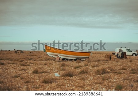 Dungeness, desolate landscapes by the sea Royalty-Free Stock Photo #2189386641