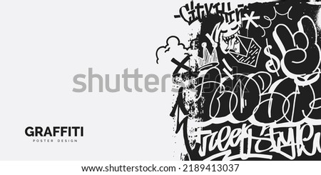 Abstract graffiti banner design with place for text. Street art background in hip-hop style. Vector illustration.