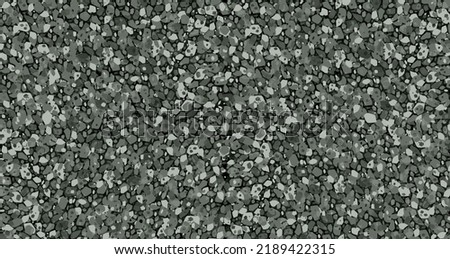 Small grainy pavement vector texture. Bitumen roof sheet pattern. Road black structure wallpaper. Asphalt highway closeup shape. Gravel green little rocks. Tarmac road way. Dark cement backdrop. Roof Royalty-Free Stock Photo #2189422315