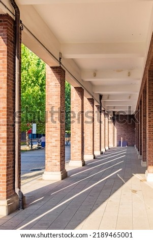 Architectural photography of red brick structures