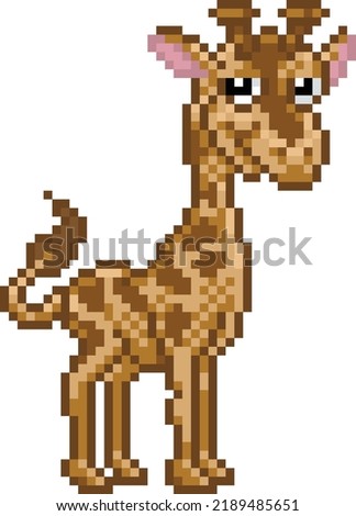 Giraffe 8 bit pixel art safari animal retro arcade video game cartoon character sprite