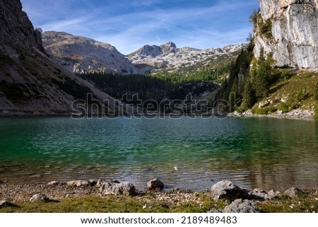 Alpine Lake of Krn in Julian Alps in Autumn