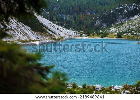 Alpine Blue Lake in European Alps  - Lake Krn Slovenia