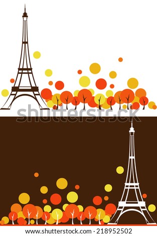 autumn season Paris city background - France design elements