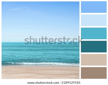 Color palette appropriate to photo of calm sea on sunny day