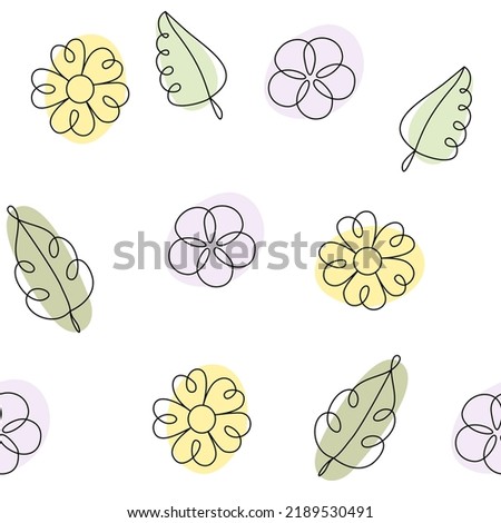 Seamless pattern with flowers and leaves. Vector illustration 