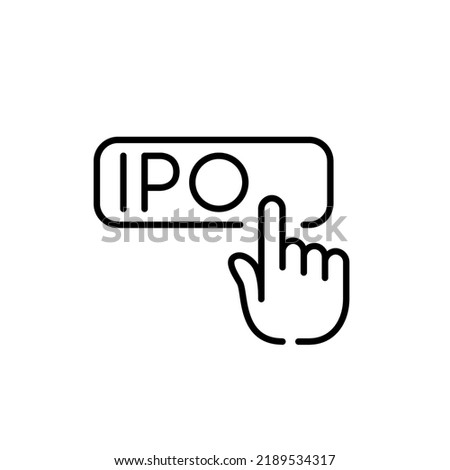 Finger clicking IPO button. Pixel perfect, editable stroke line icon