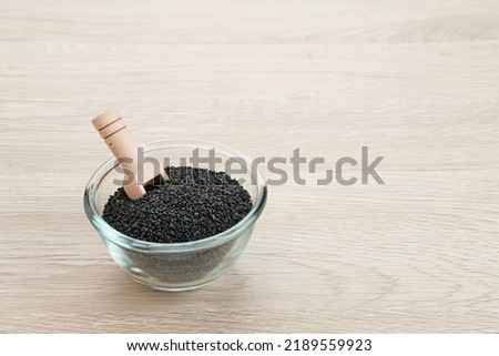 Selasih or basil seed, is a spice from the basil plant, usually used to mix in drinks. Good for health because contains fiber Royalty-Free Stock Photo #2189559923