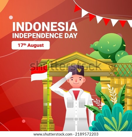 "Dirgahayu Indonesia" Independence Day Indonesia Sticker vector illustrator social media