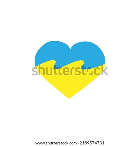 Flag of ukraine heart-shaped on white background. For logo, banner, card. Vector illustration.