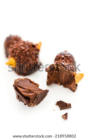 Gourmet Truffaloes chocolate truffles on a white background.