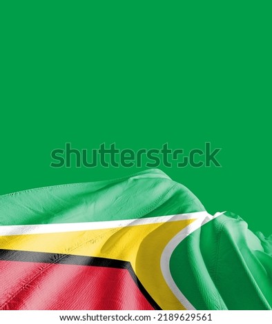 Guyana national flag cloth fabric waving