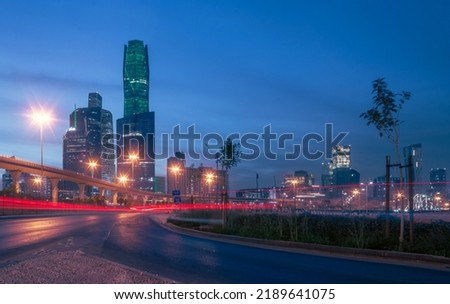 Large buildings equipped with the latest technology, King Abdullah Financial District, in the capital, Riyadh, Kingdom of Saudi Arabia Royalty-Free Stock Photo #2189641075