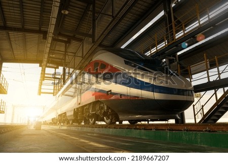Medium and high speed trains Laos-China  Royalty-Free Stock Photo #2189667207