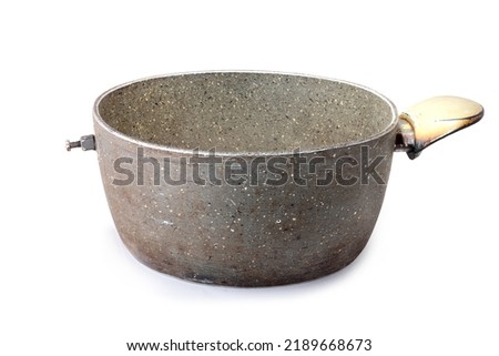 old pots , dirty pot , vintage pot , old pan , vintage pan isolated on white, rusty pan, damage pot Royalty-Free Stock Photo #2189668673