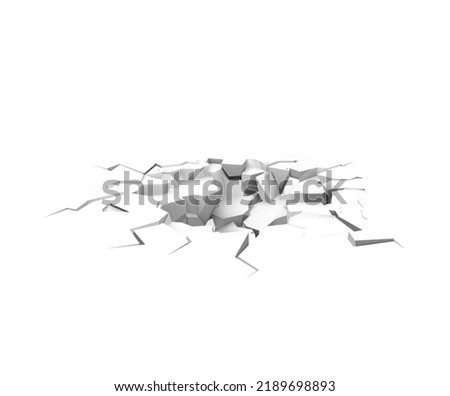 High realistic broken floor. Vector illustration isolated on white background. Ready for your design. EPS10. Royalty-Free Stock Photo #2189698893