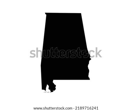 Alabama US Map. AL USA State Map. Black and White Alabamian State Border Boundary Line Outline Geography Territory Shape Vector Illustration EPS Clipart