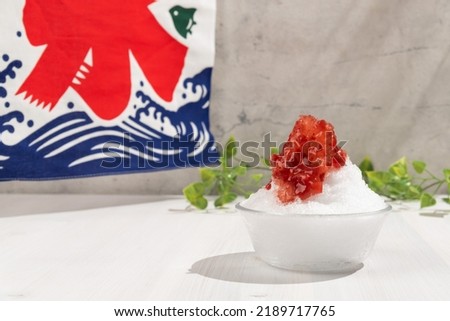 Japanese shaved ice with strawberry syrup