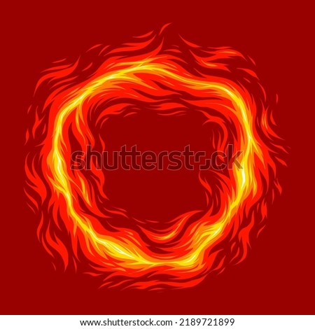 Circle shape of fire. Flame element illustration. Fire frame cartoon. Fit for poster, ornament, background illustration. Vector eps 10