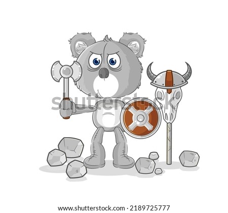 the koala viking with an ax illustration. character vector