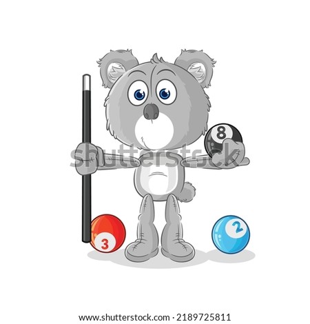 the koala plays billiard character. cartoon mascot vector
