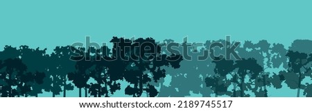 Forest green trees silhouette. Nature, park, landscape.
