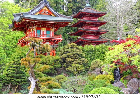 San Francisco, California, United States - Japanese Tea Garden in Golden Gate Park. Royalty-Free Stock Photo #218976331