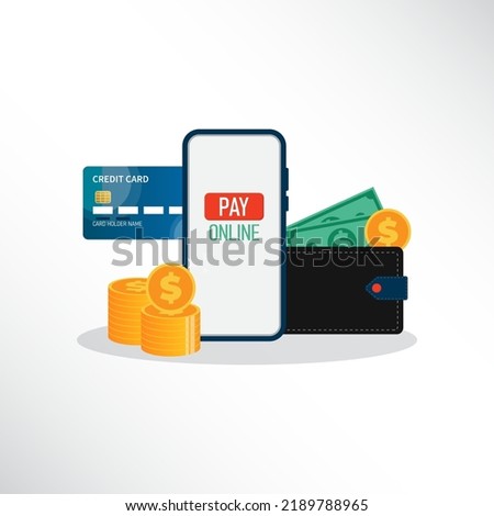 Payment methods concept with various option to pay or transfer money, vector illustration Royalty-Free Stock Photo #2189788965