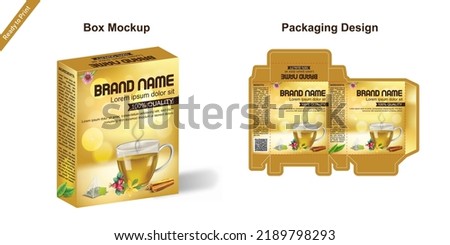 Black Tea Packaging Box design and illustrator Vector Royalty-Free Stock Photo #2189798293
