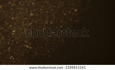 real dust particles floating over black background, wide photo