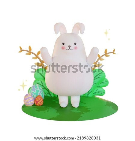 3d illustration Easter bunny smile